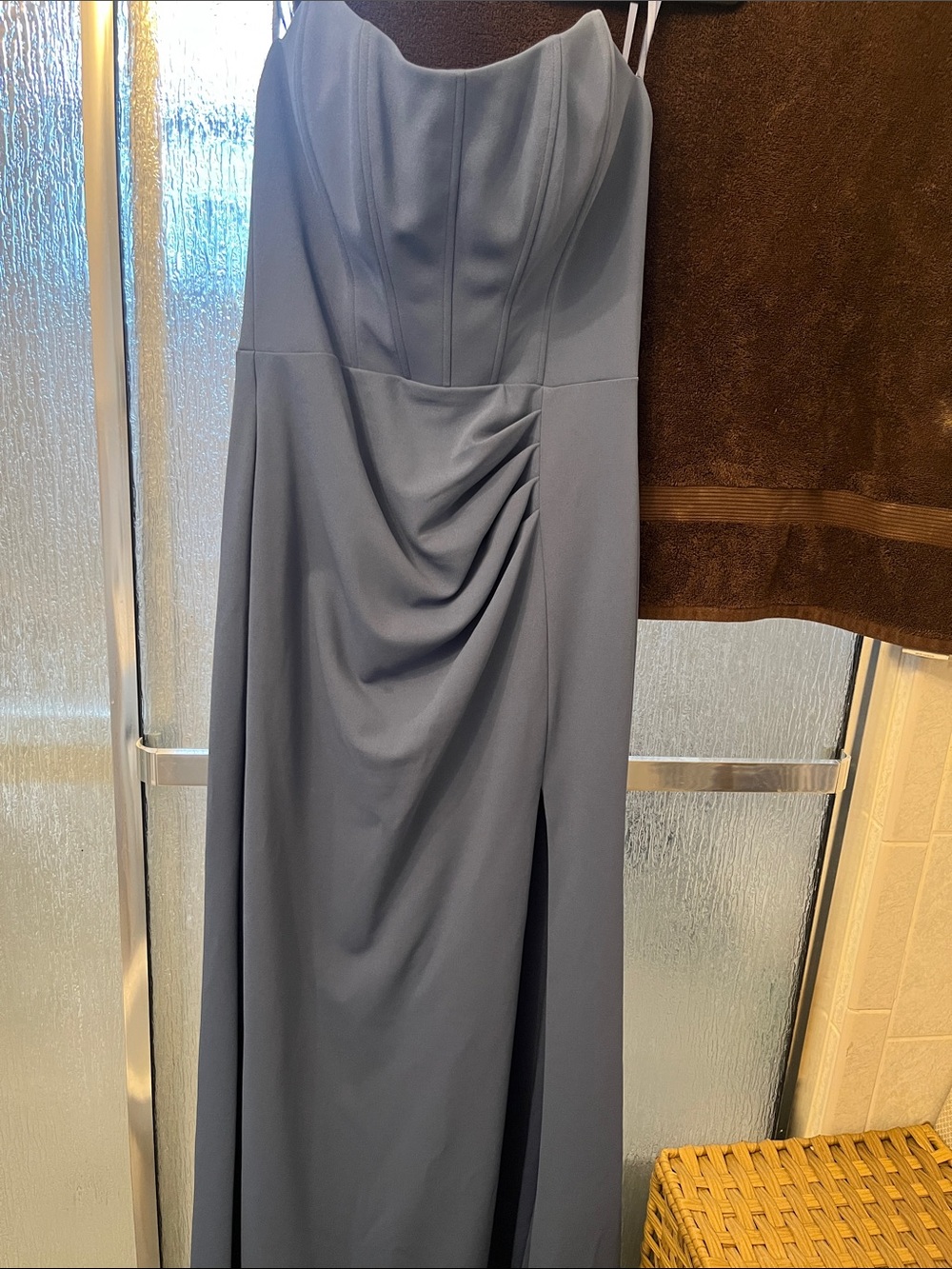Betsy & Adam Slate Blue Spaghetti-Strap Maxi Dress